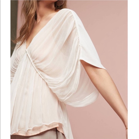 Anthropologie Tops - Anthropologie Sz M Chiffon Tie Blouse Floreat EUC